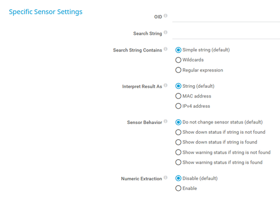 Specific Sensor Settings